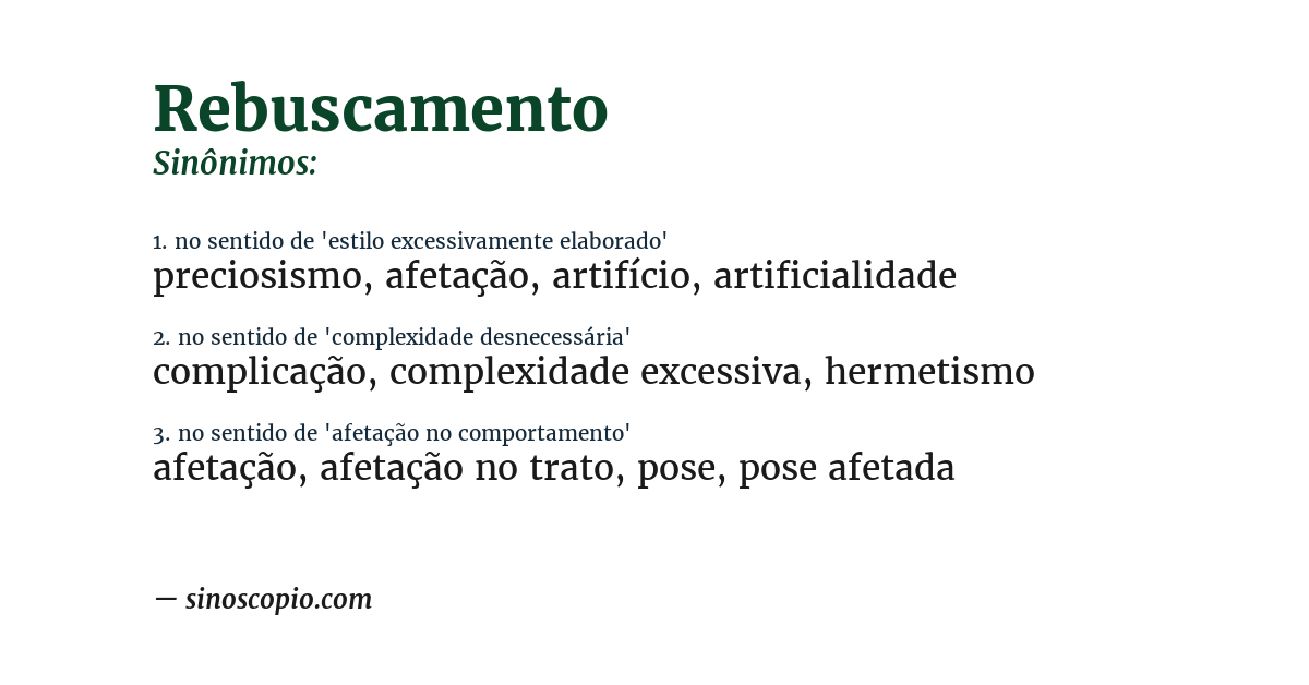 Sinônimo de rebuscamento