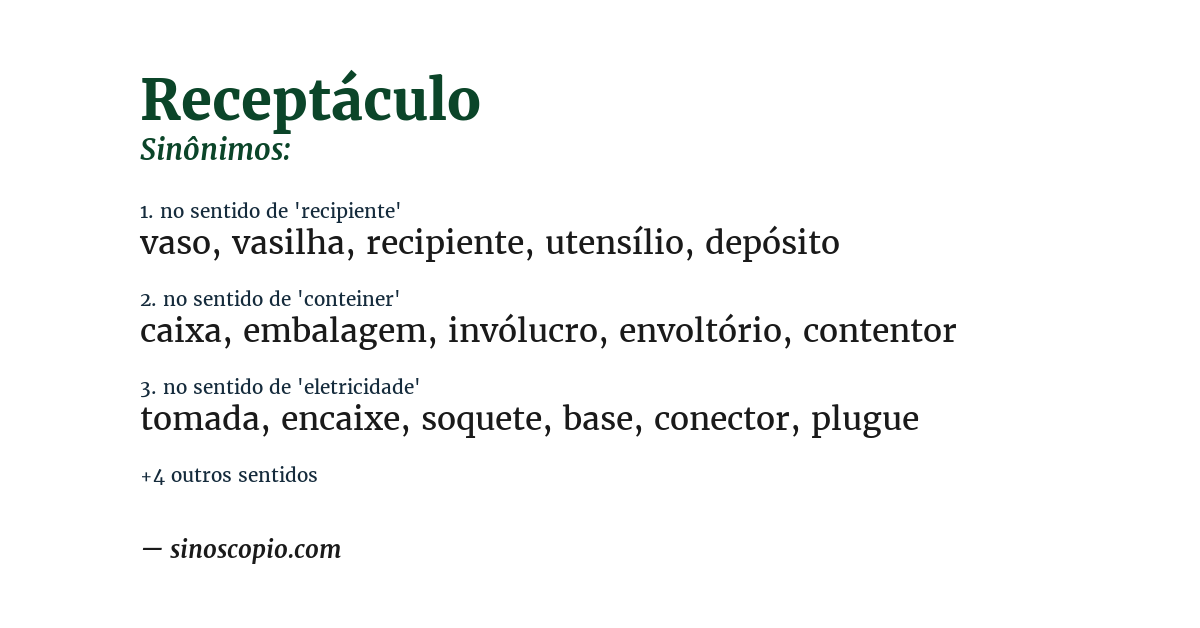 Sinônimo de receptáculo