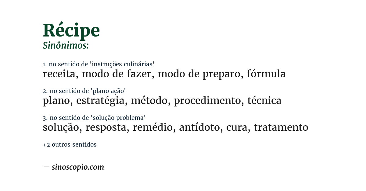 Sinônimo de récipe