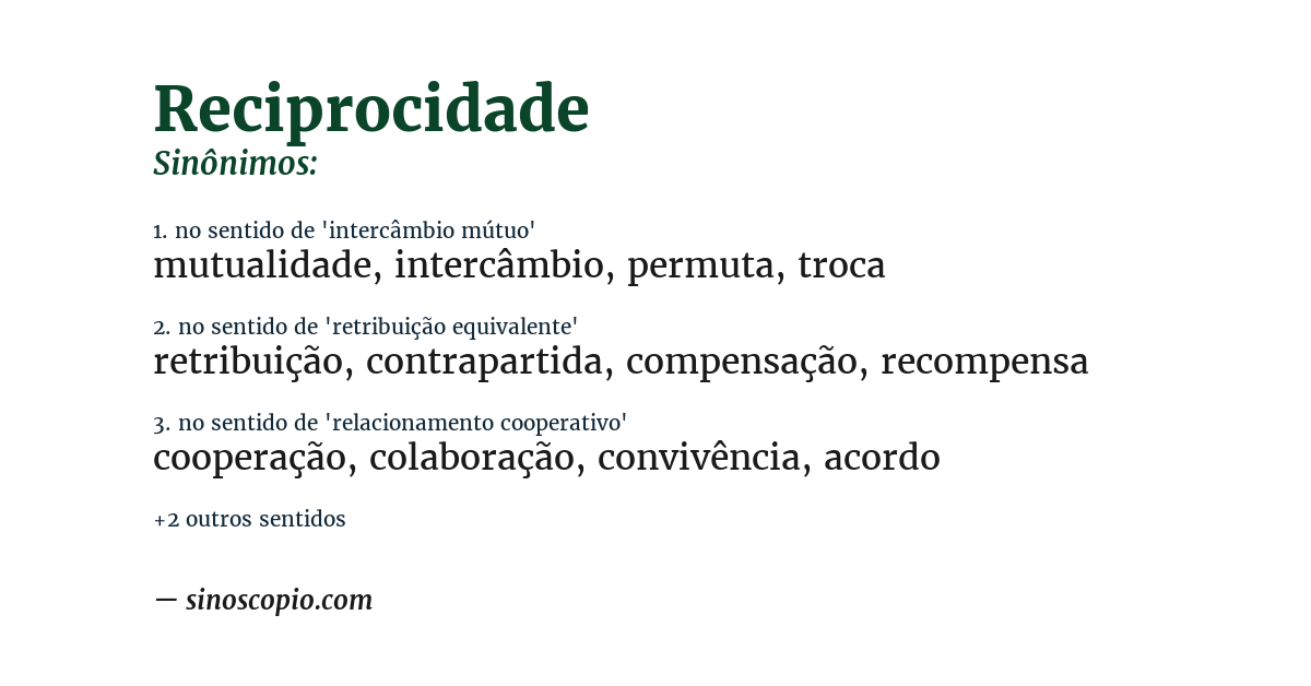 Sinônimo de reciprocidade