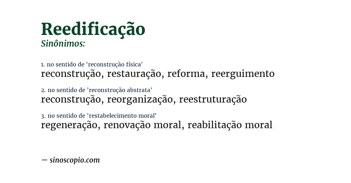 Sinônimo de reedificação