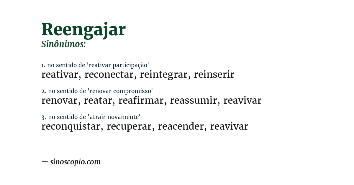 Sinônimo de reengajar