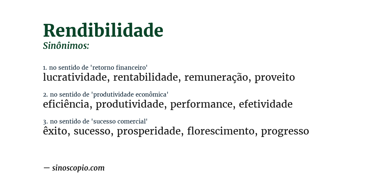 Sinônimo de rendibilidade