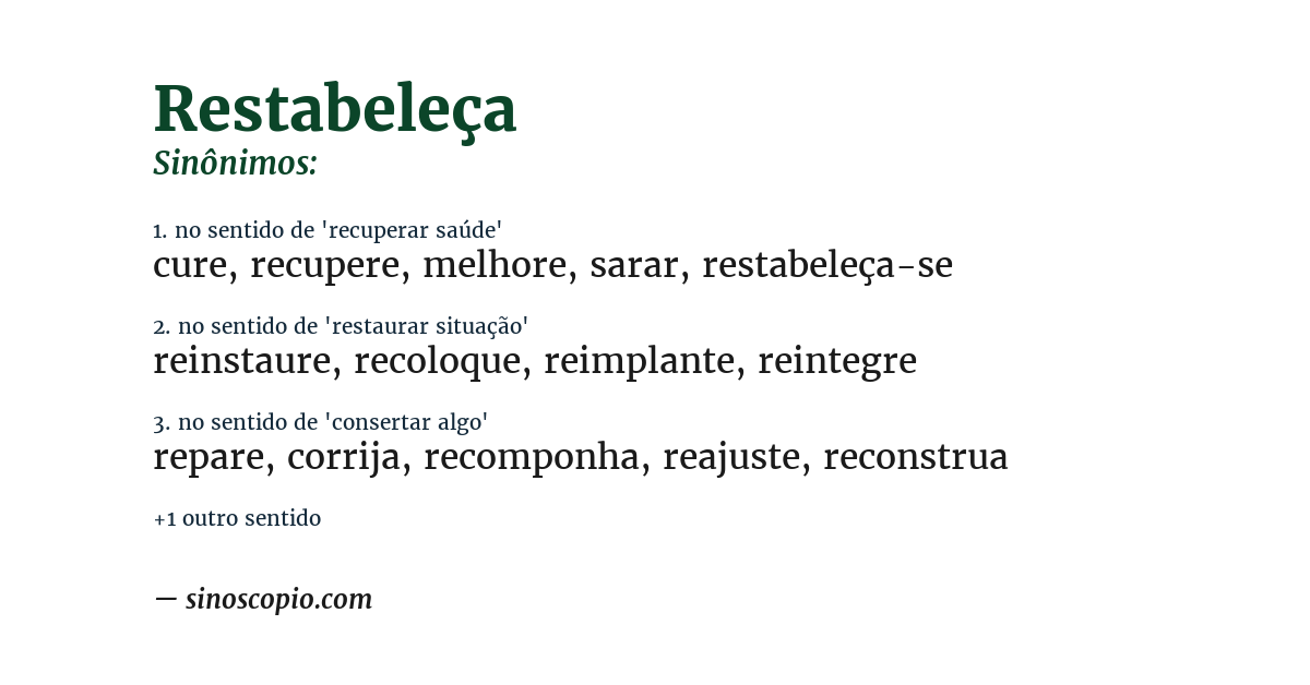 Sinônimo de restabeleça