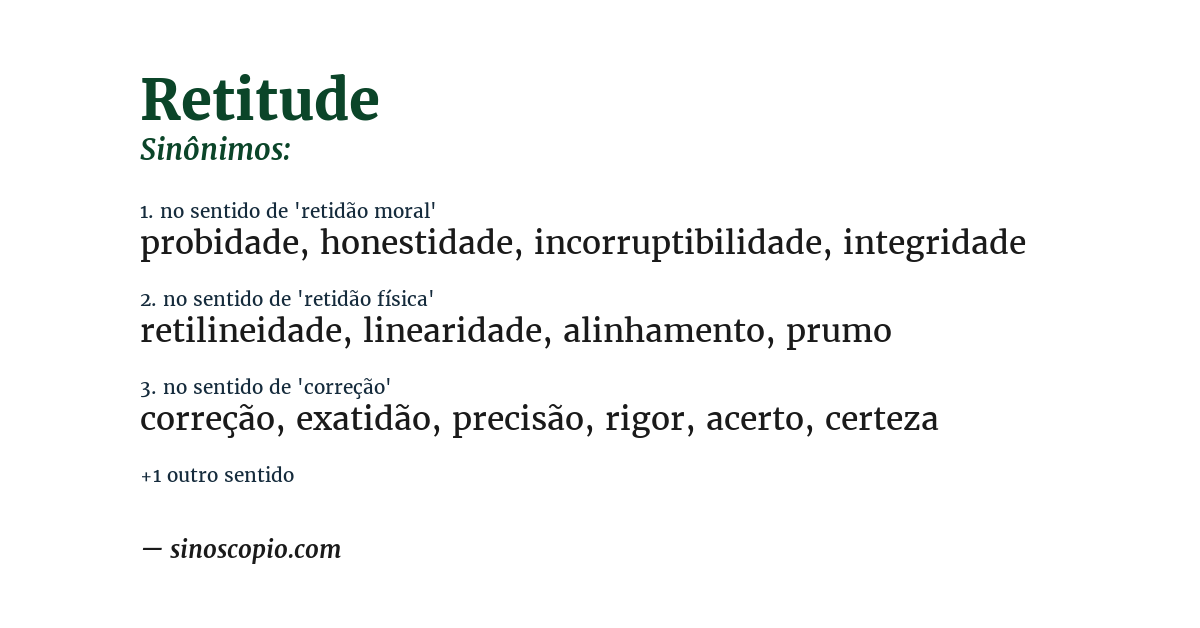 Sinônimo de retitude