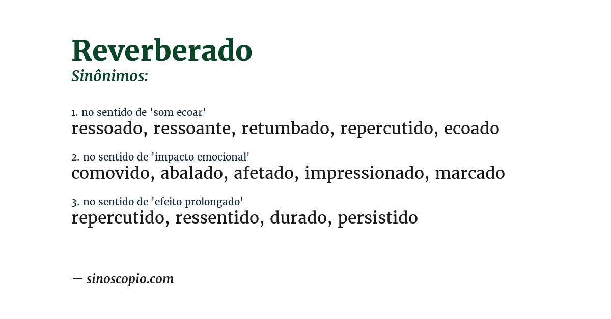 Sinônimo de reverberado
