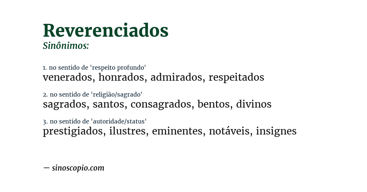 Sinônimo de reverenciados