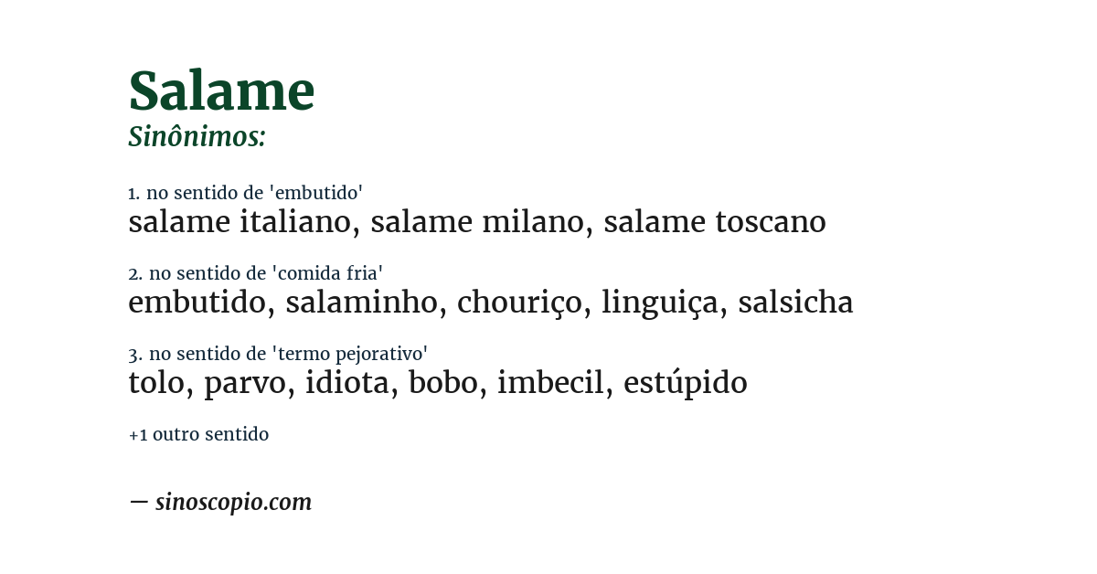 Sinônimo de salame