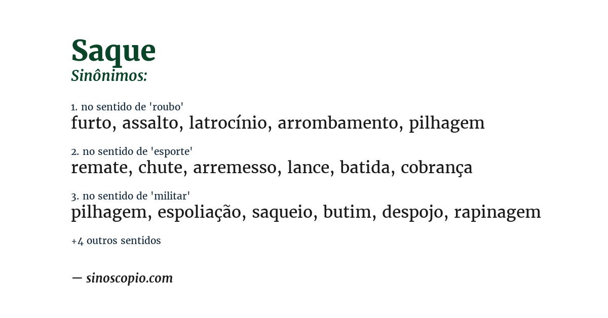 Sinônimo de saque