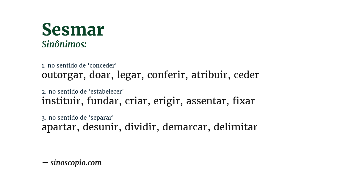 Sinônimo de sesmar