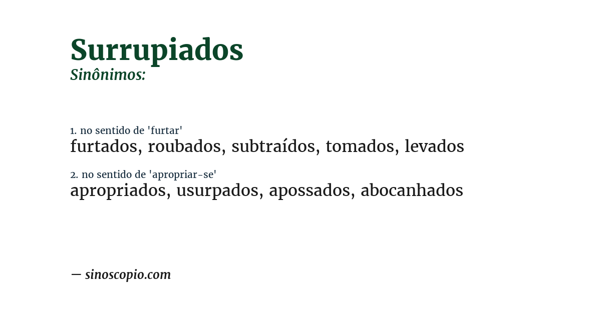 Sinônimo de surrupiados