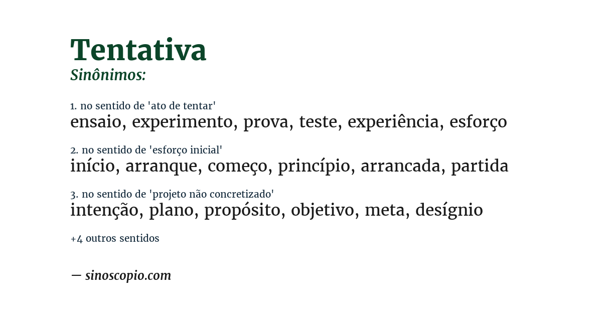 Sinônimo de tentativa