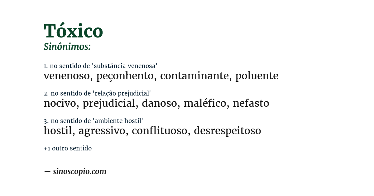 Sinônimo de tóxico