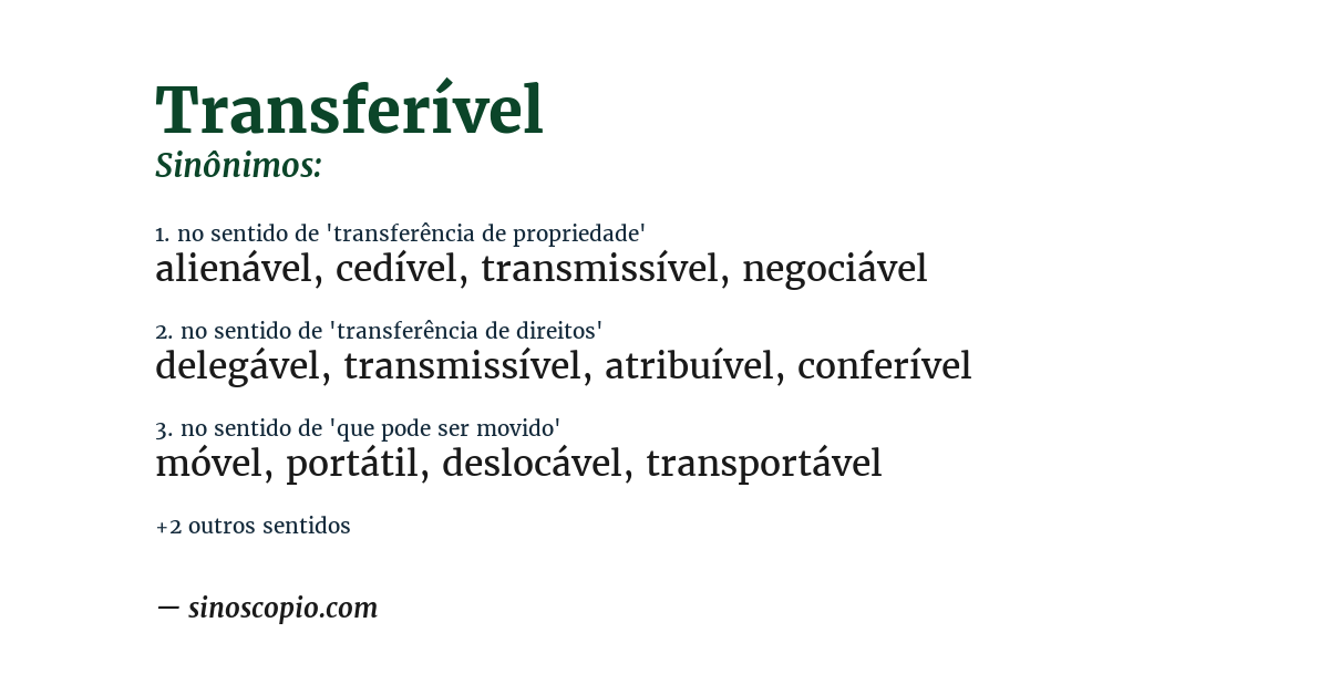Sinônimo de transferível