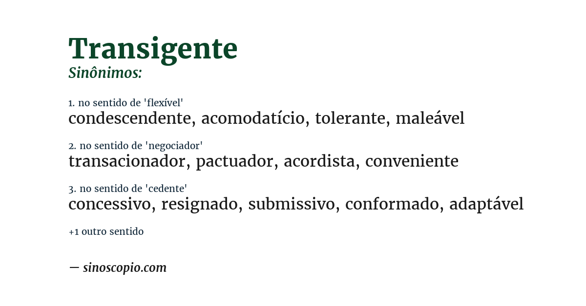 Sinônimo de transigente