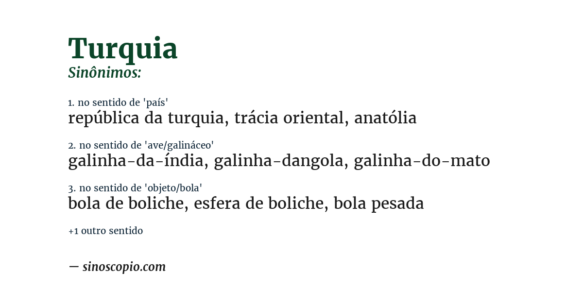 Sinônimo de turquia