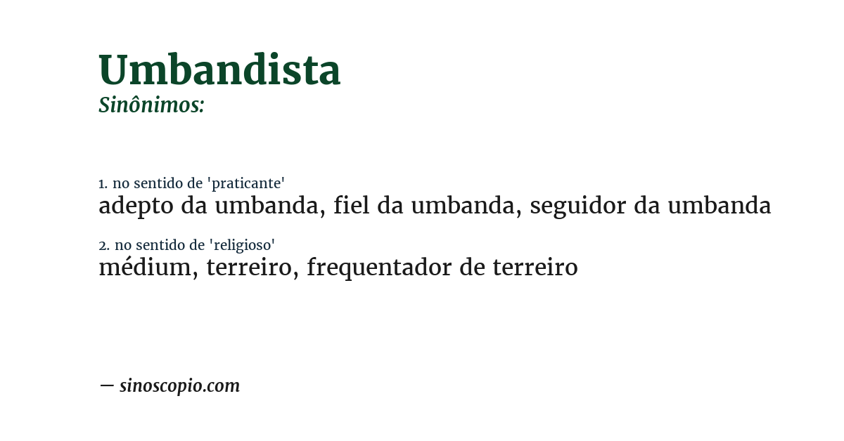 Sinônimo de umbandista