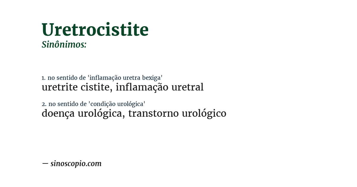 Sinônimo de uretrocistite