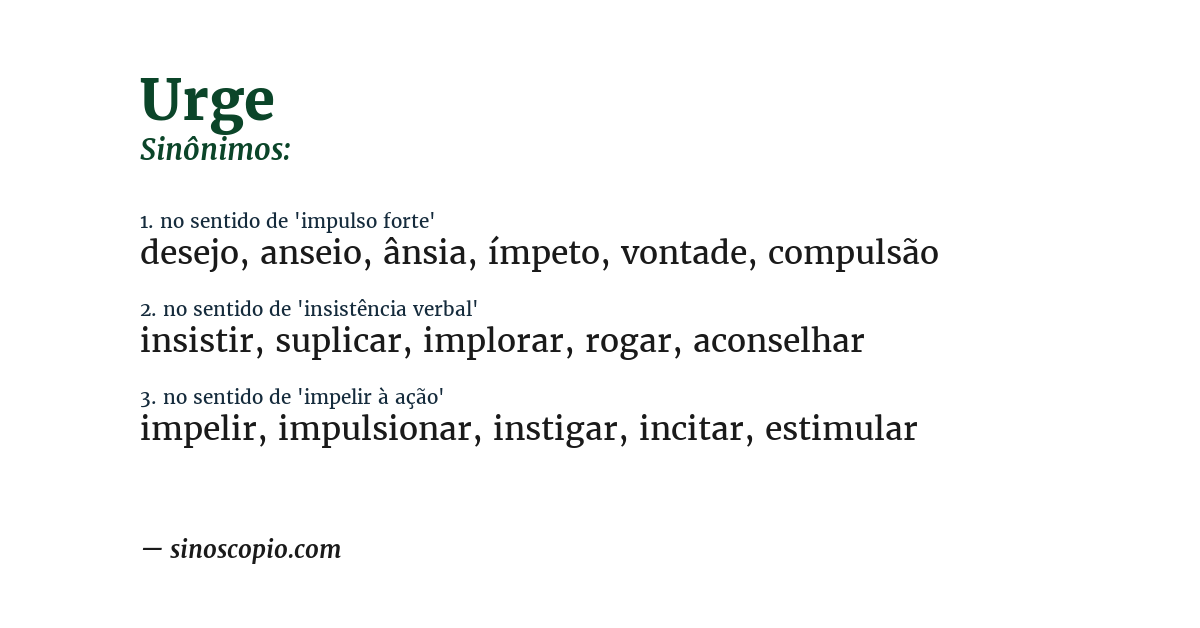 Sinônimo de urge