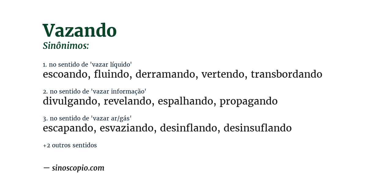 Sinônimo de vazando