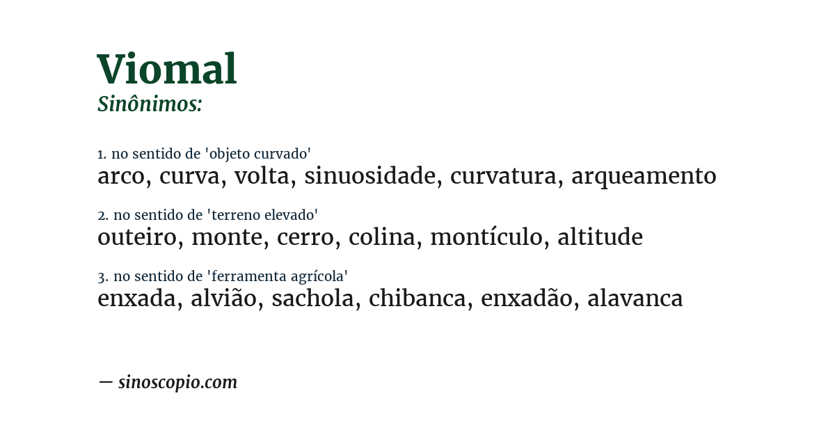Sinônimo de viomal