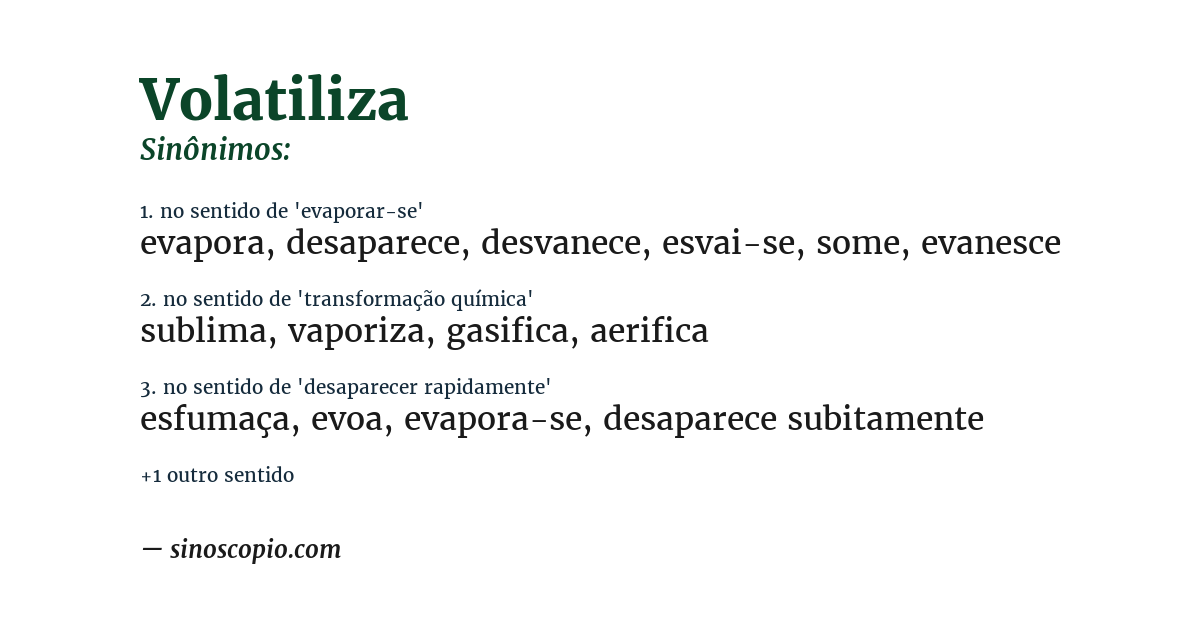 Sinônimo de volatiliza