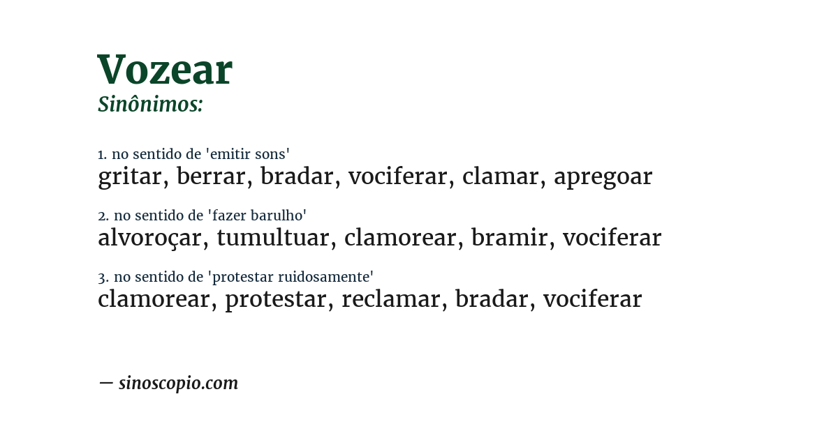 Sinônimo de vozear
