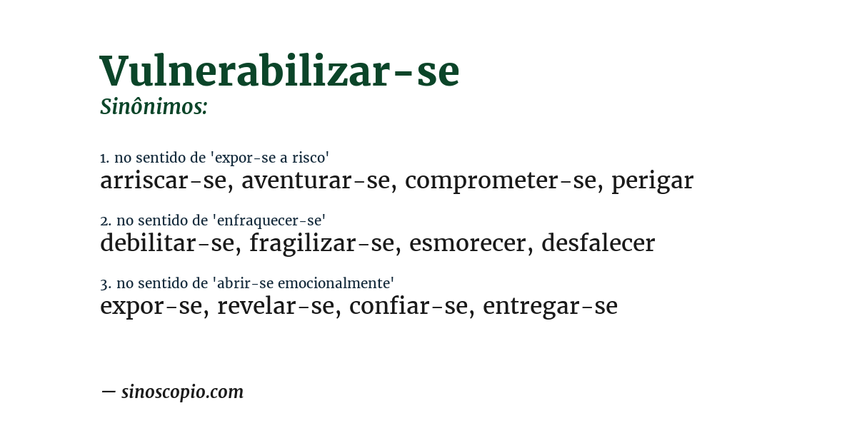 Sinônimo de vulnerabilizar-se