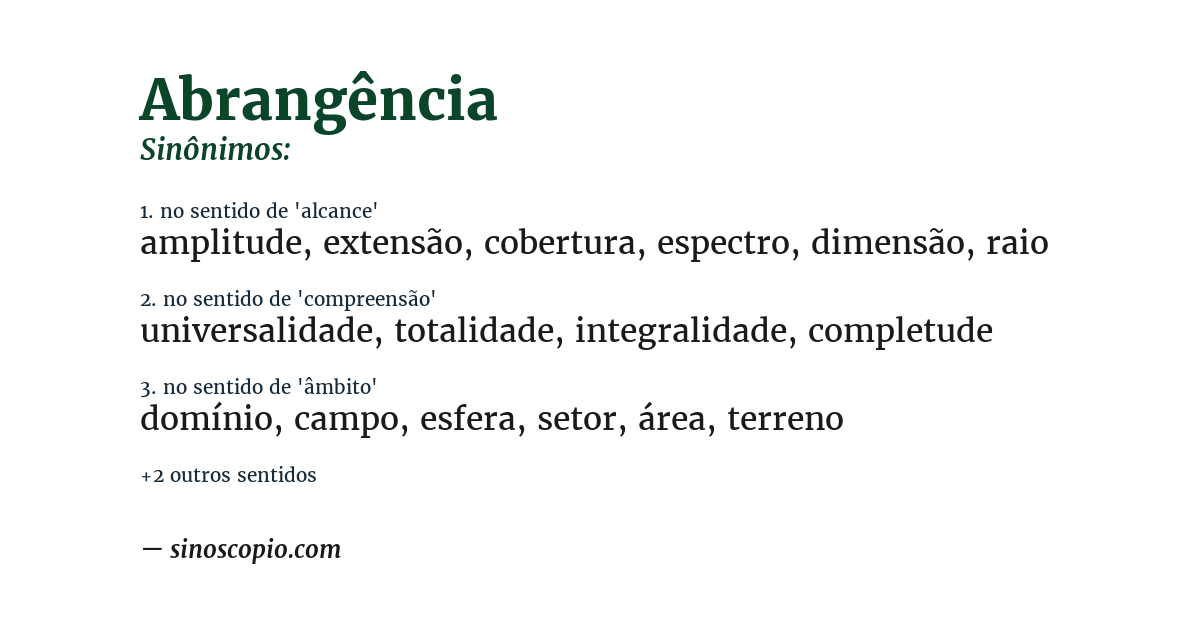 Sinônimo de abrangência