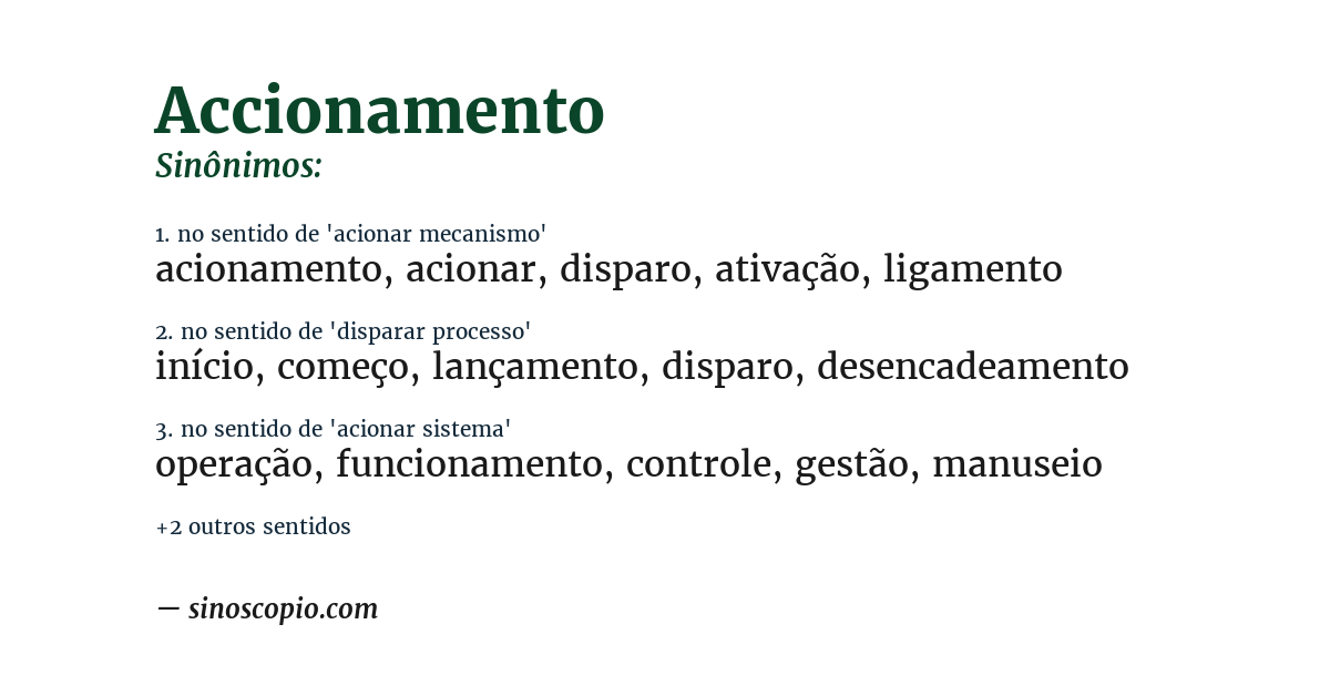 Sinônimo de accionamento