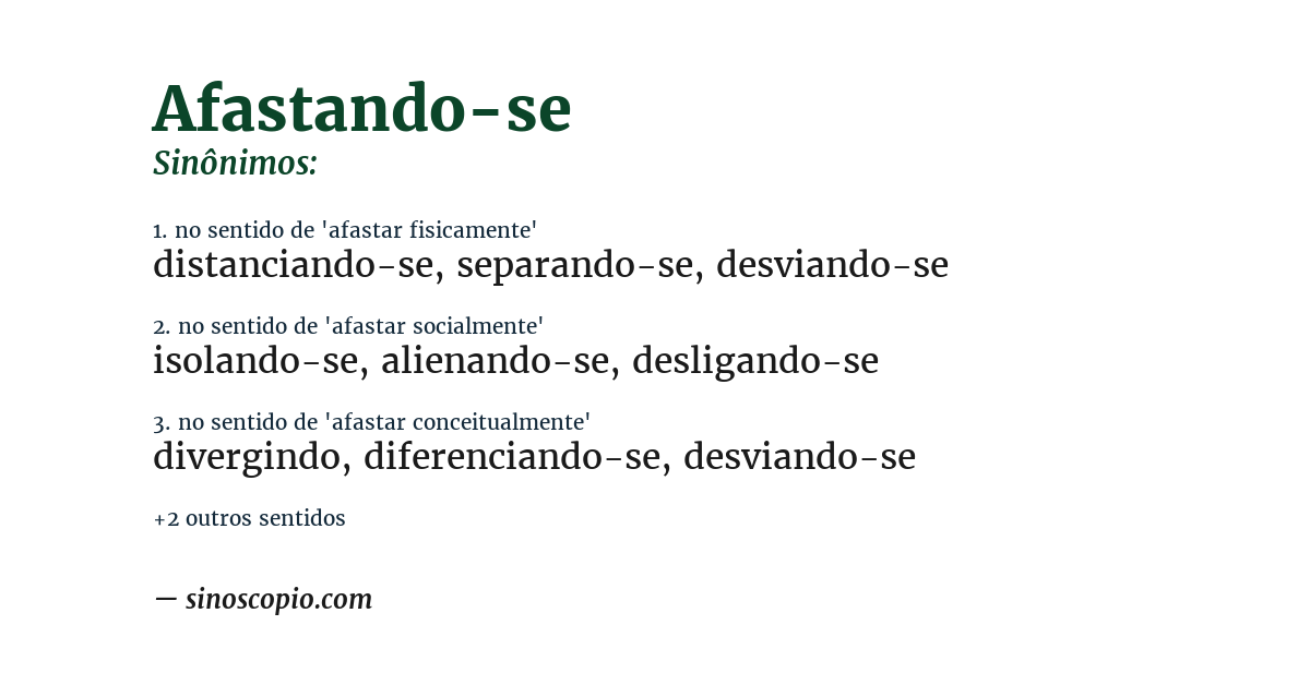 Sinônimo de afastando-se