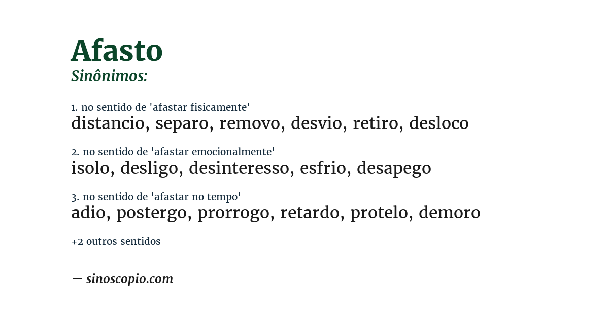 Sinônimo de afasto
