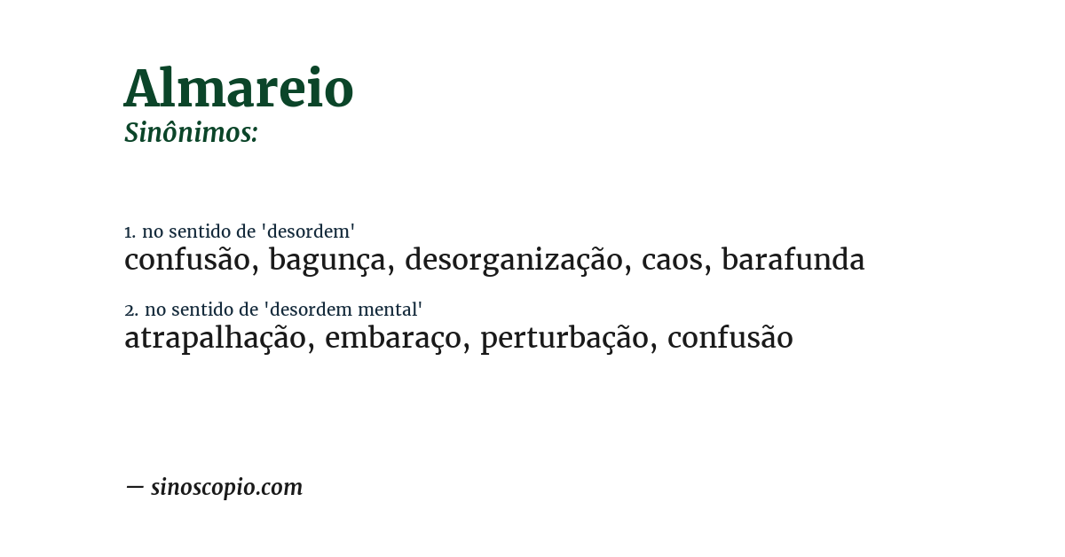 Sinônimo de almareio