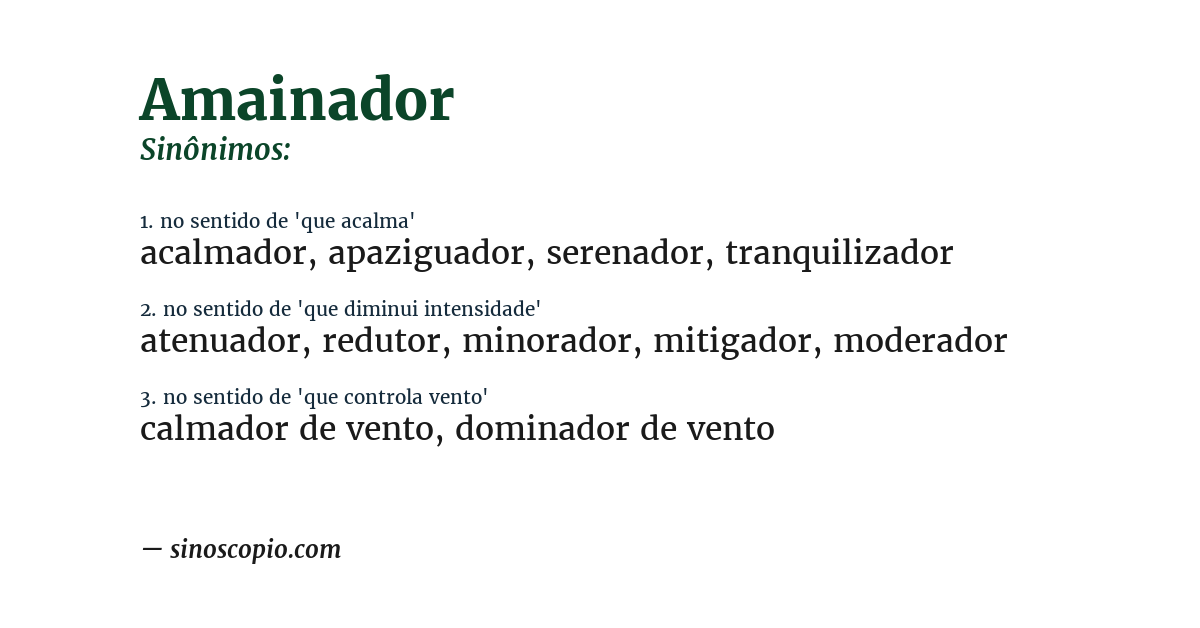 Sinônimo de amainador