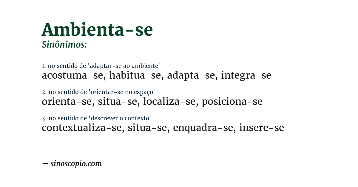 Sinônimo de ambienta-se