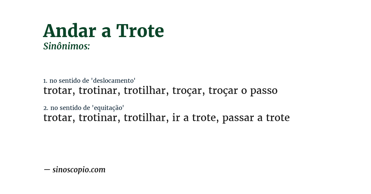 Sinônimo de andar a trote