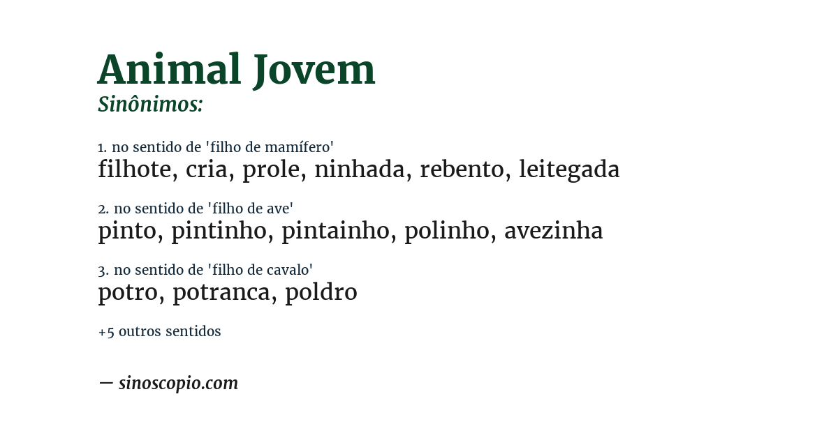 Sinônimo de animal jovem