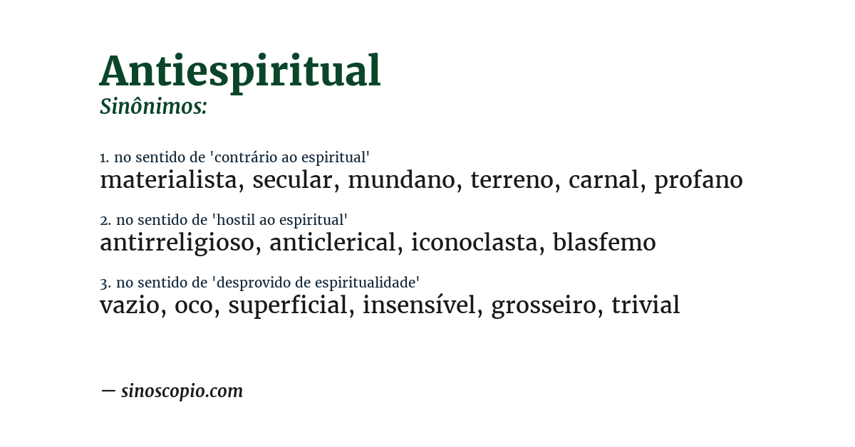 Sinônimo de antiespiritual