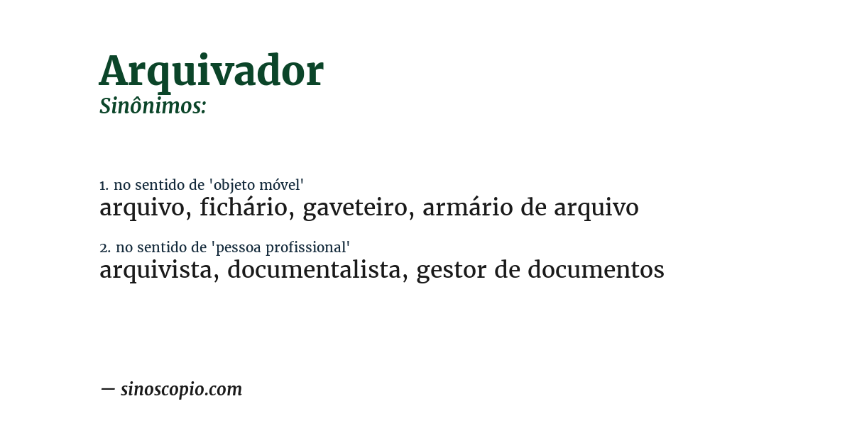 Sinônimo de arquivador