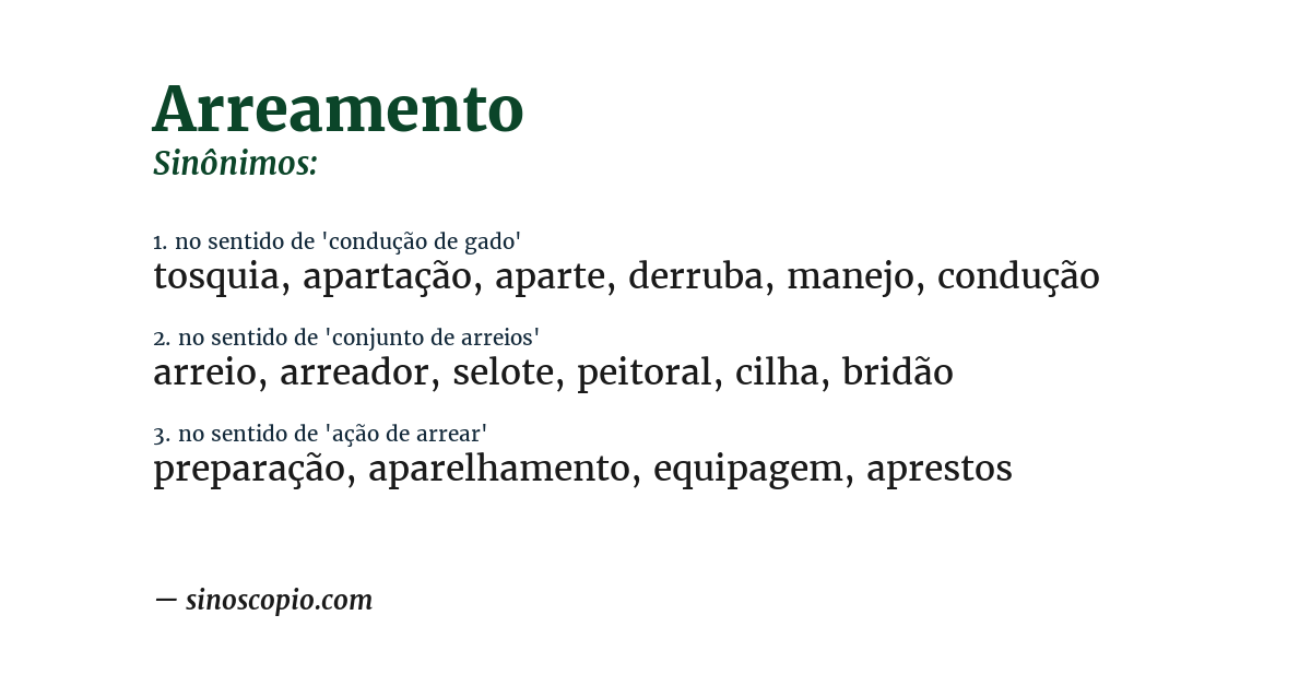 Sinônimo de arreamento