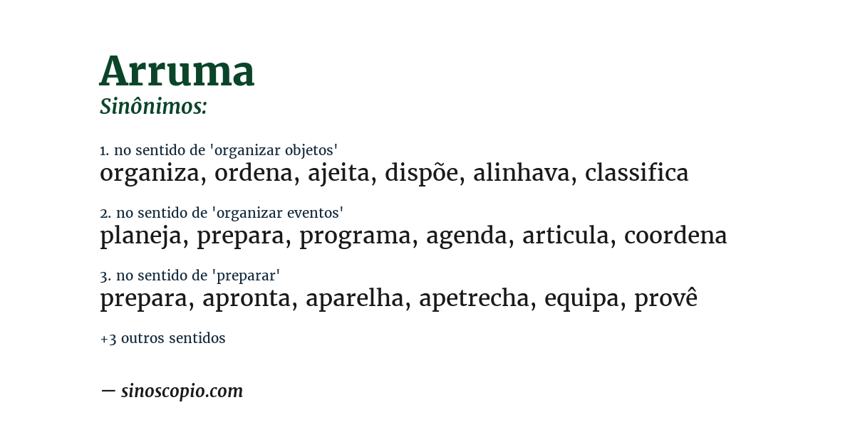 Sinônimo de arruma