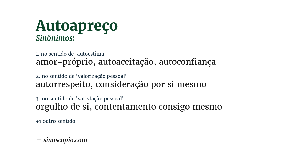 Sinônimo de autoapreço
