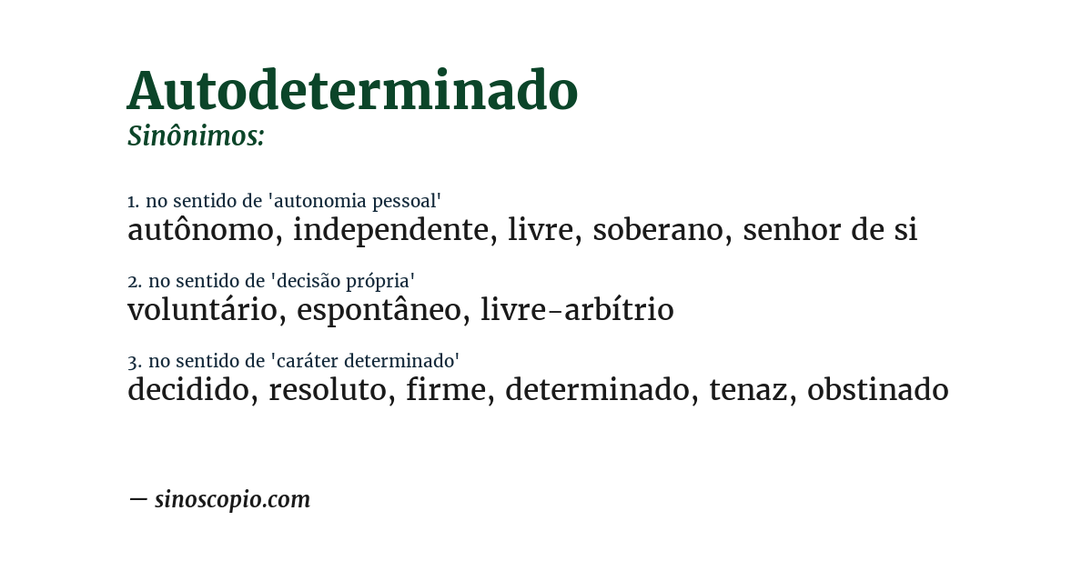 Sinônimo de autodeterminado