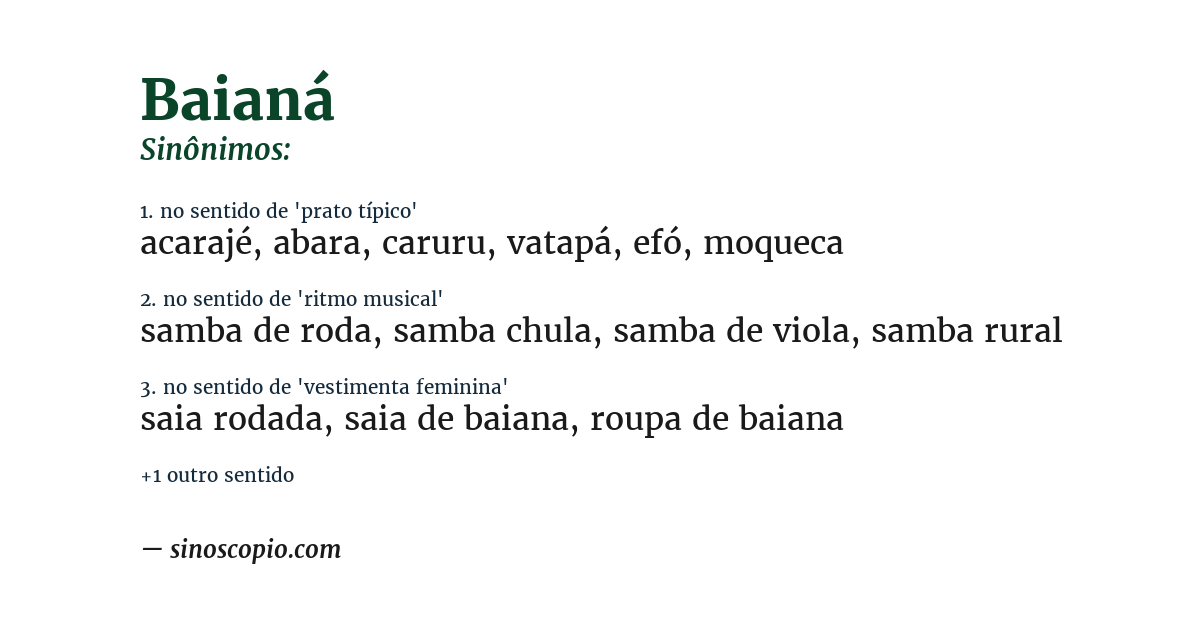 Sinônimo de baianá