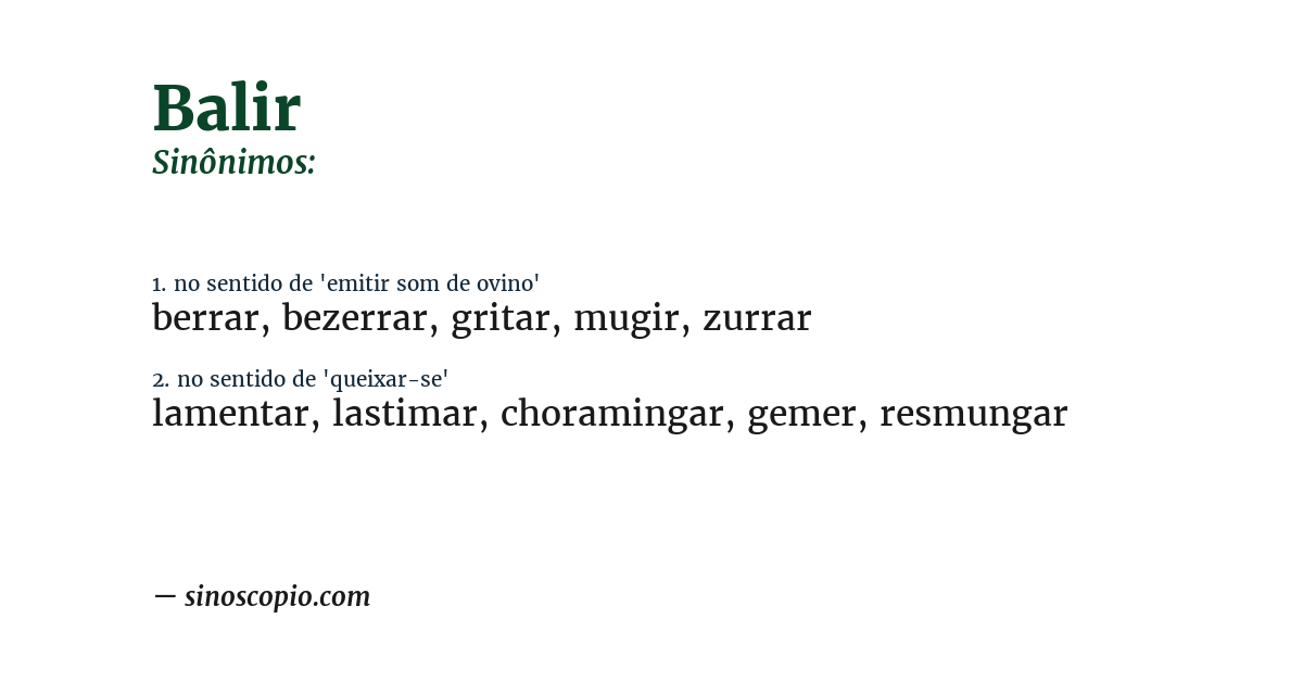 Sinônimo de balir
