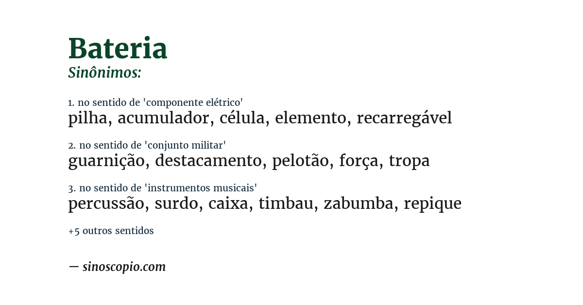 Sinônimo de bateria
