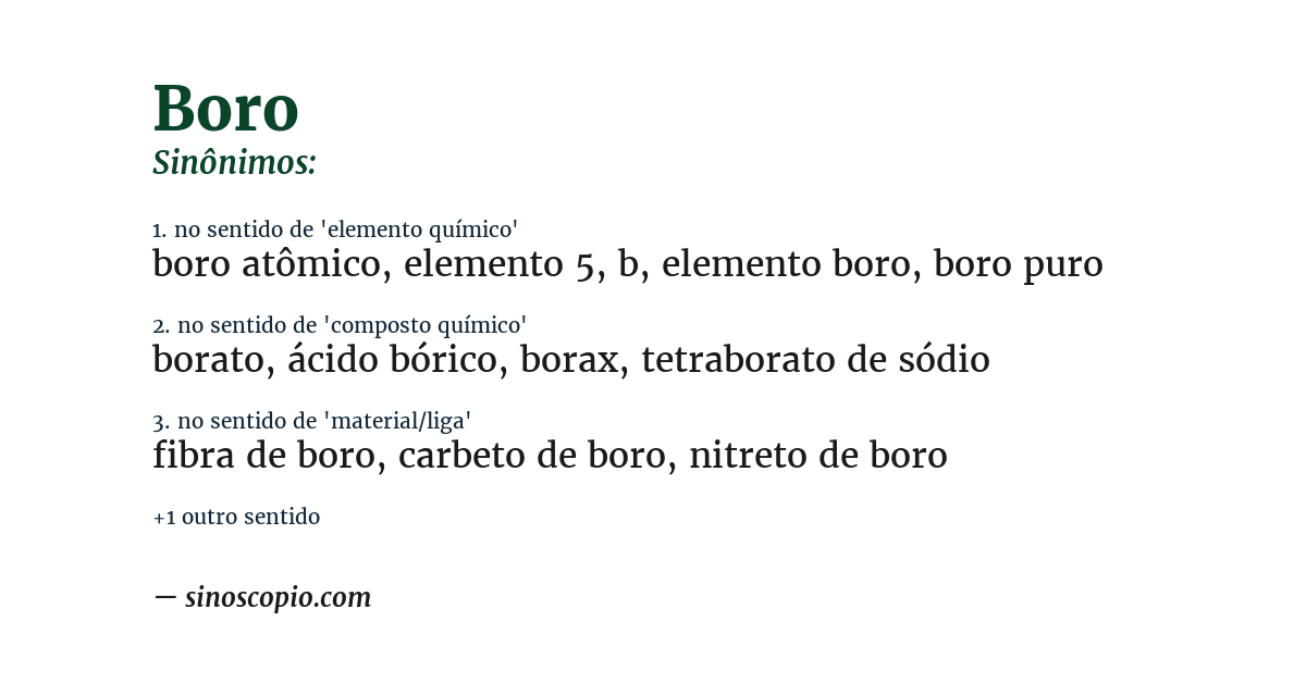 Sinônimo de boro