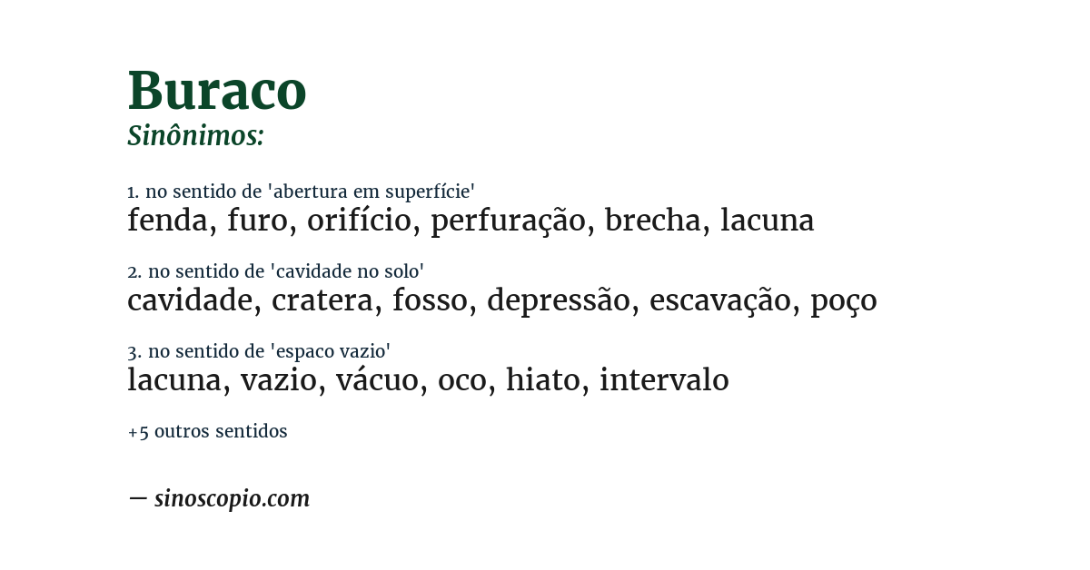 Sinônimo de buraco