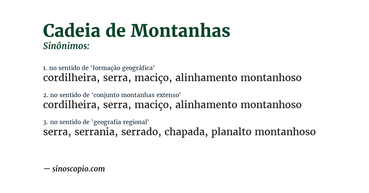 Sinônimo de cadeia de montanhas