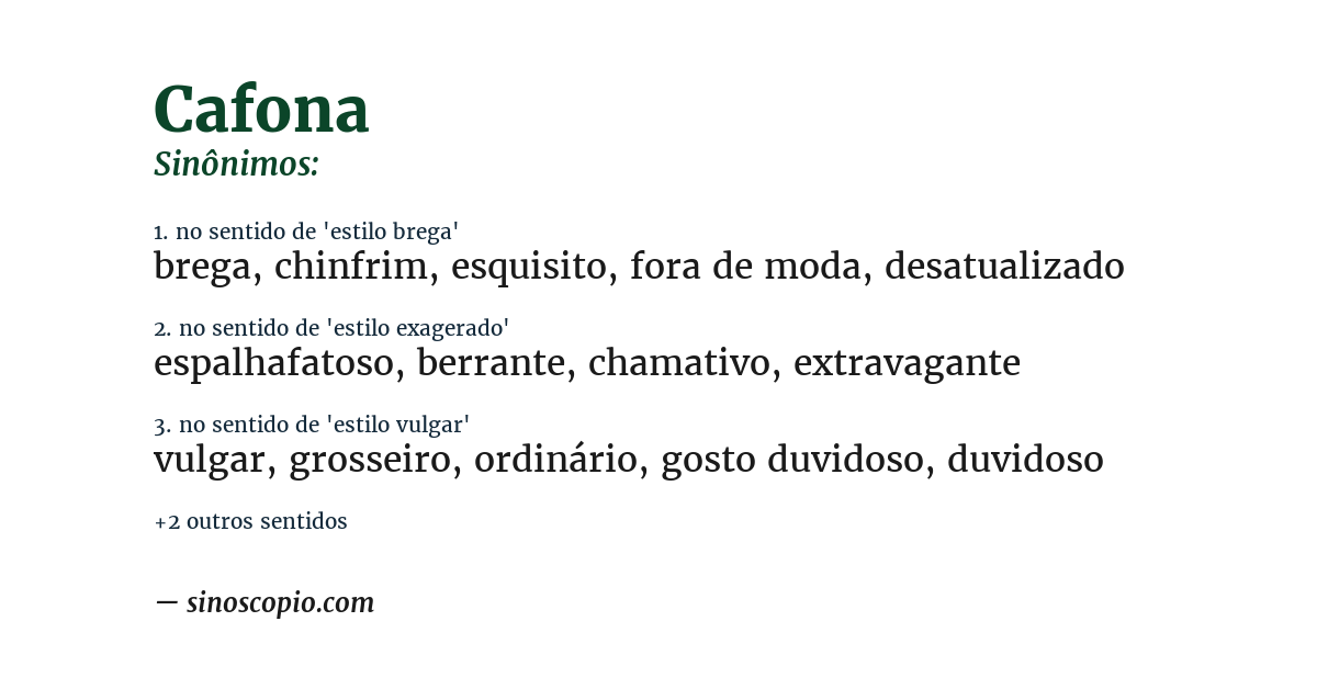 Sinônimo de cafona